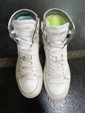 Zadig & Voltaire High Top Leather Sneakers | Size 38